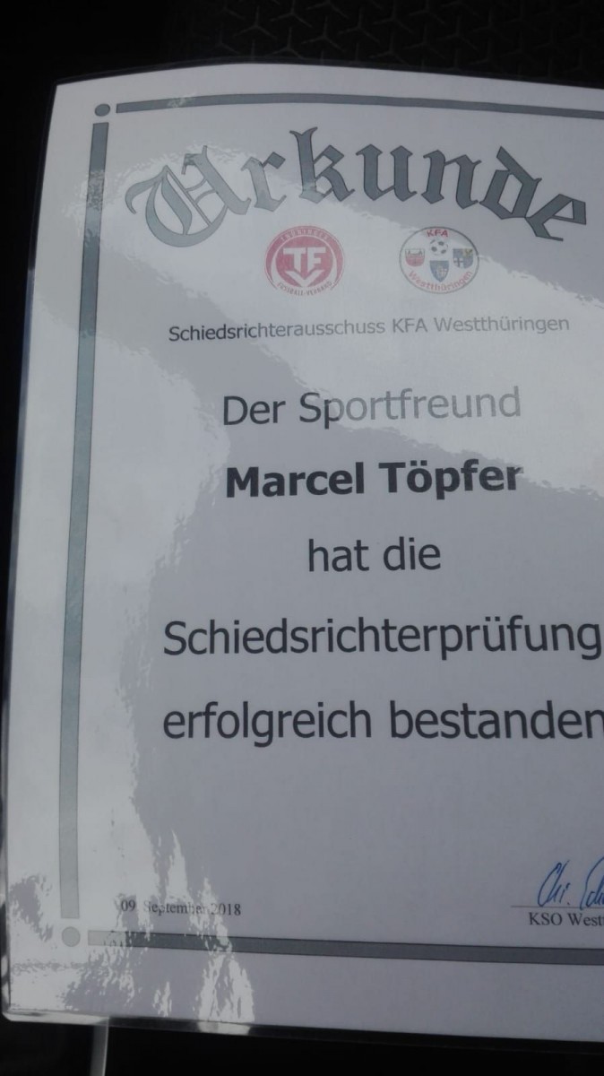 *** Marcel Töpfer - neuer Schiedsrichter des FSV ***