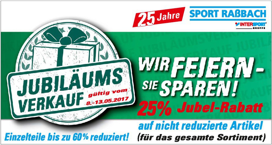 *** 25% Jubel-Rabatt bei Sport-Rassbach ***