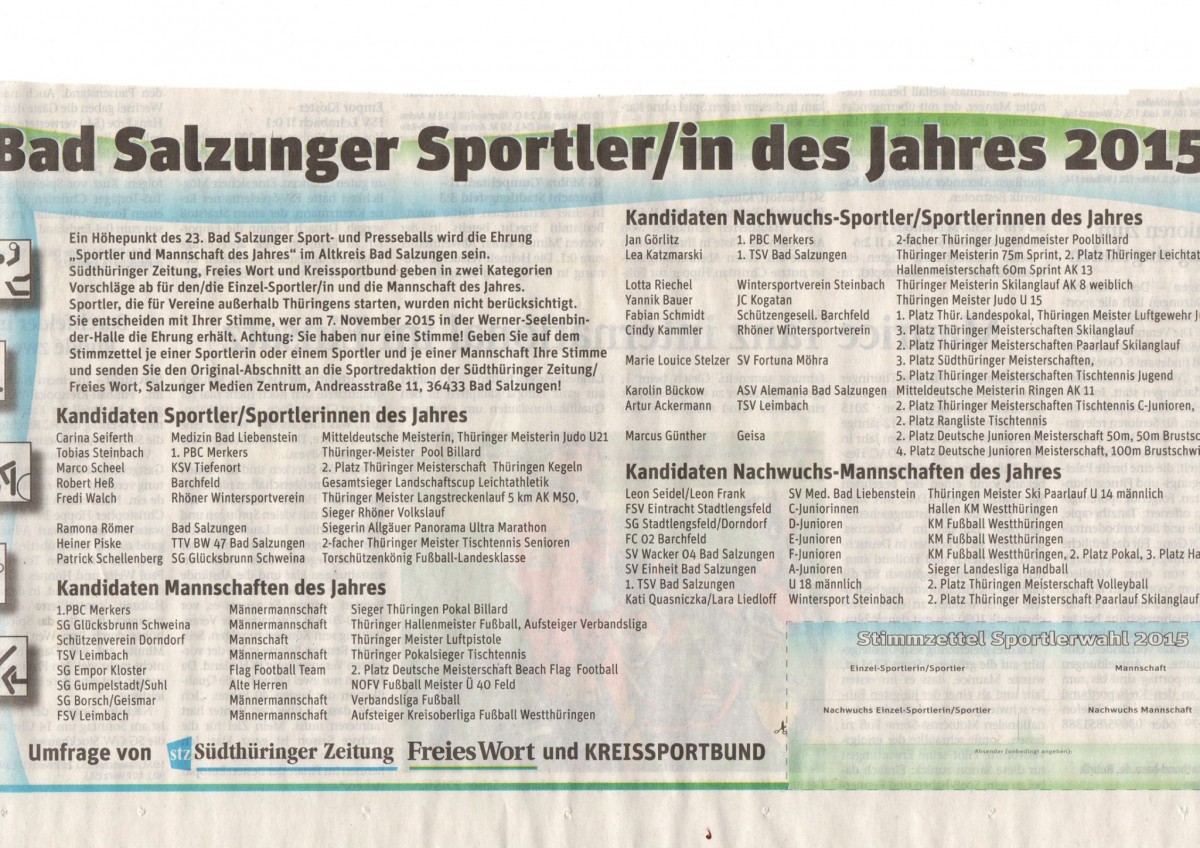 *** FSV Leimbach nominiert ***